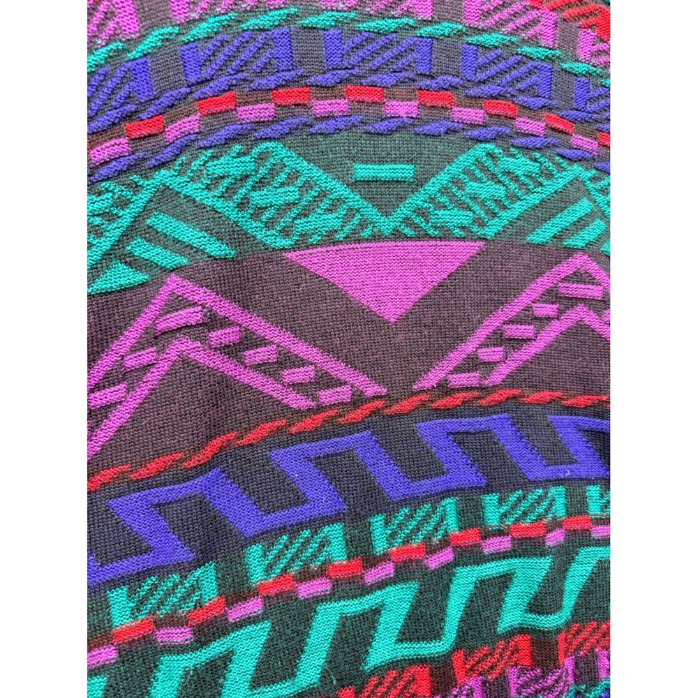 Coogi style Vintage Meister Wool Blend Abstract Geometric Knit Sweater XL‎ retro - Picture 3 of 7